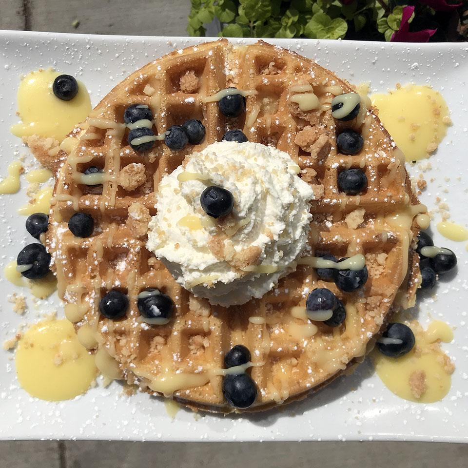 Chef's Special Lemon Blueberry Malted Belgian Waffle at Dime Store Detroit Brunch Restaurant