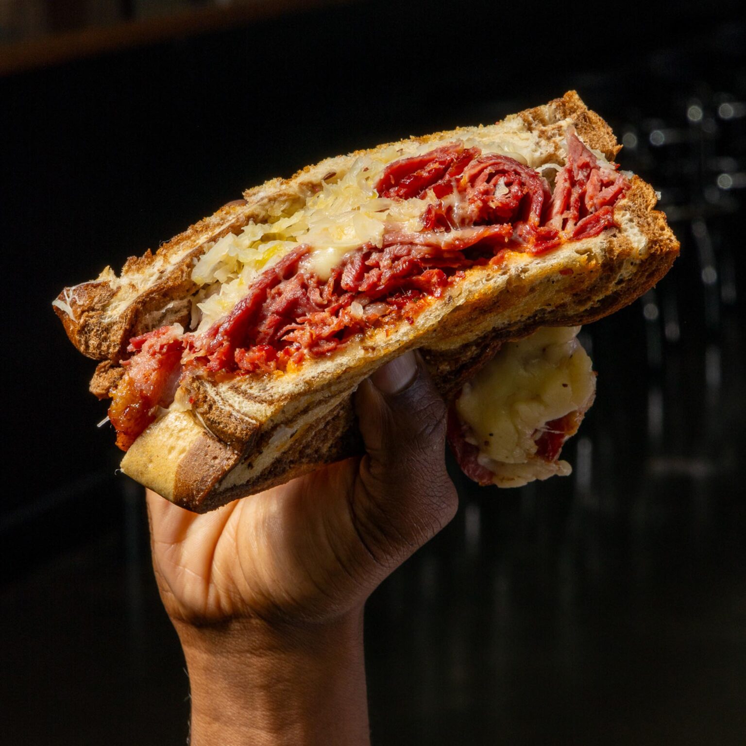 A delicious pastrami sandwich. One option from our sandwich catering.