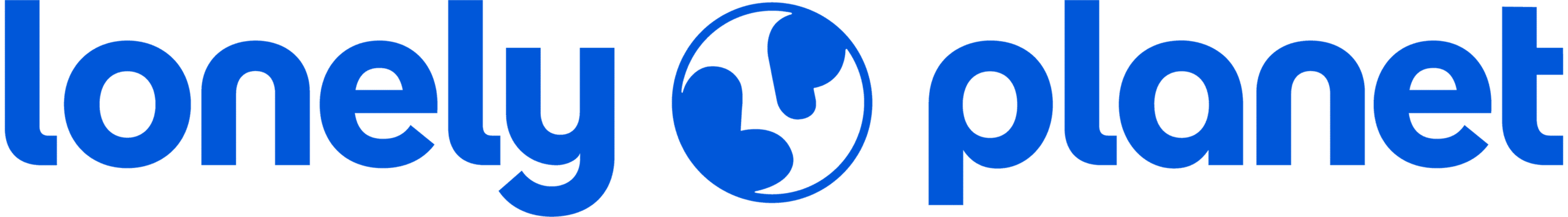 Lonely Planet logo, all blue with text and stylized planet image in the middle