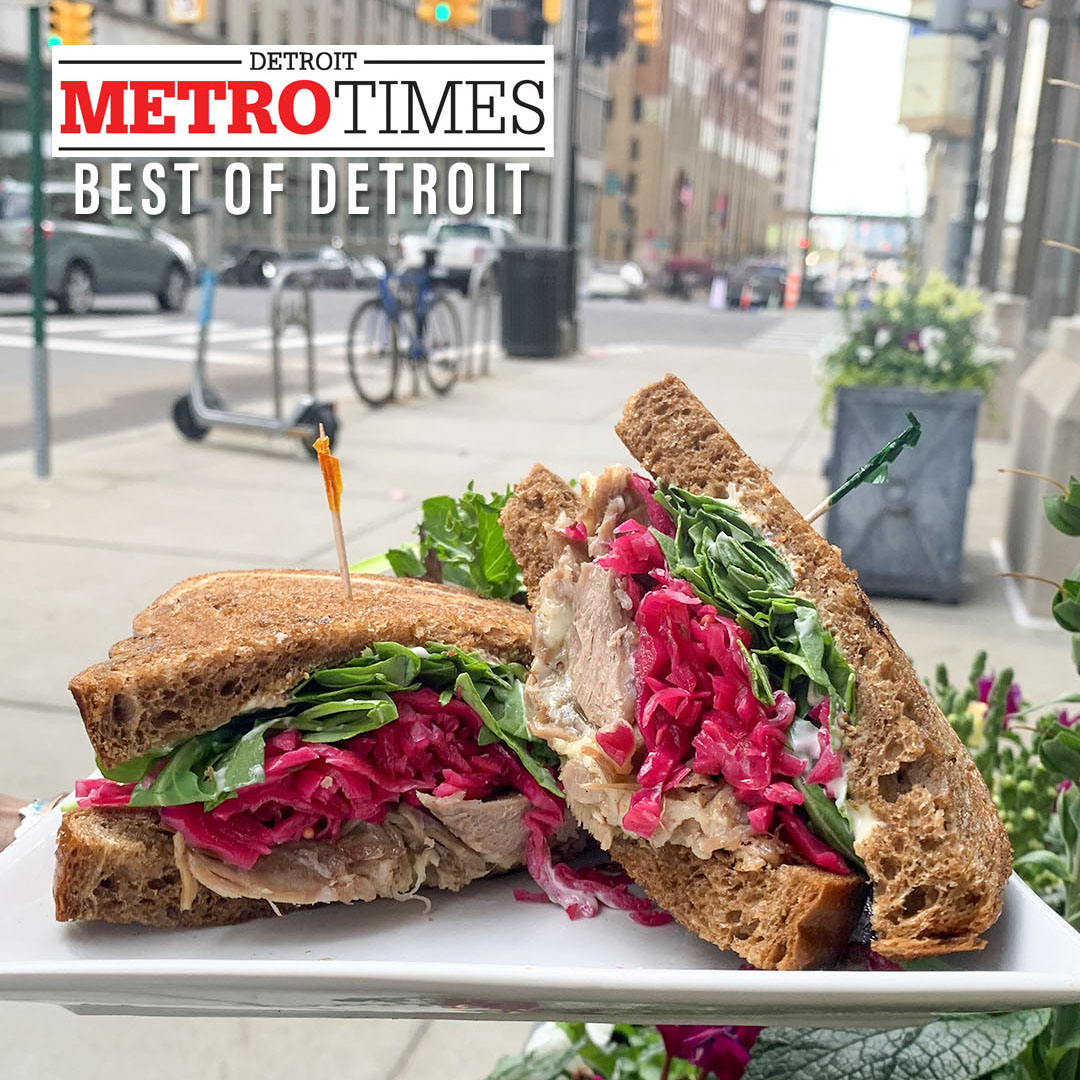 Dime Store Duck Reuben with Metro Times Best of Detroit 2026 Best Diner award text